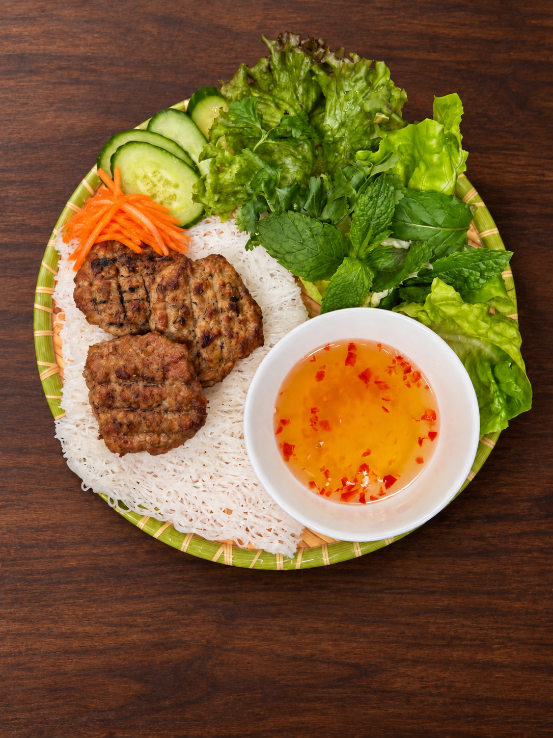 Vietnamese grilled pork vermicelli with fresh herbs